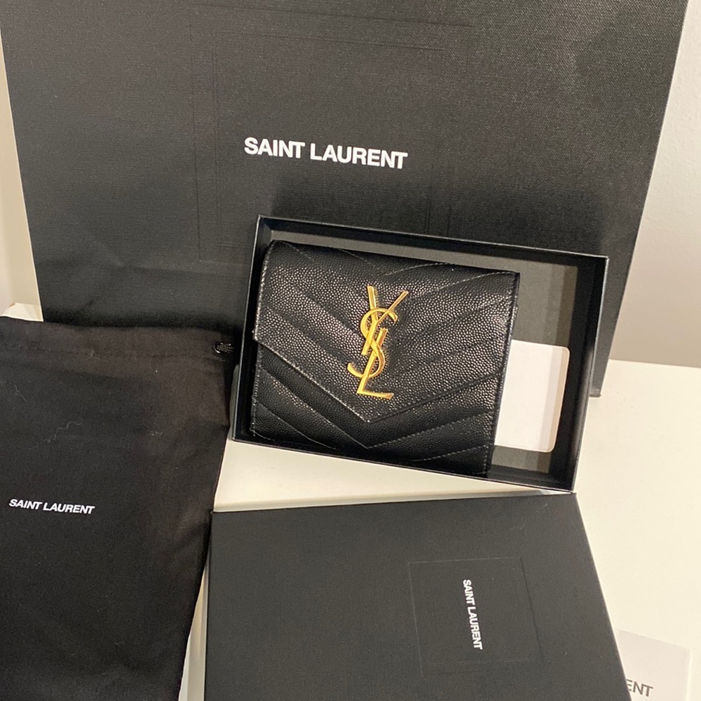 Saint Laurent 🖤COMPACT FOLD WALLET, color: black